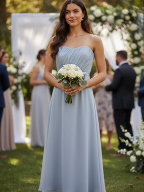 Nwt Women's Vintage Mori Lee Light Blue Strapless Beaded Formal Gown with Shawl